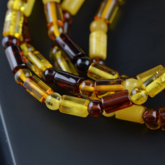 Amber bracelet barrels round beads